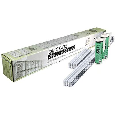 Fuchs Design QUICK-FIX système d'installation pour 16 briques de verre (24x24x8 cm) convient pour un usage extérieur installation rapide et facile des briques de verre - Publicité Fuchs Design QUICK-FIX système d'installation pour 16 briques de verre (24x24x8 cm) convient pour un usage extérieur installation rapide et facile des briques de verre - Publicité