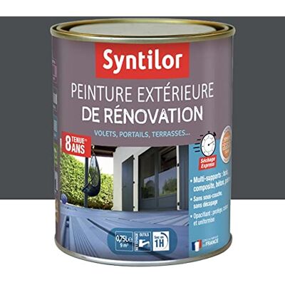 Syntilor Rénovation Extérieure Terrasses, Volets, Portails Tenue 8 ans* Gris Anthracite 0,75L - Publicité Syntilor Rénovation Extérieure Terrasses, Volets, Portails Tenue 8 ans* Gris Anthracite 0,75L - Publicité