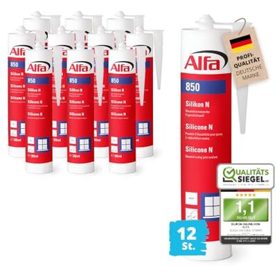 Alfa 850 Silicone N Colle d'étanchéité pour pare-vapeur, gris, 12 pièces, intérieur/extérieur, scellant neutre pour joints - Publicité Alfa 850 Silicone N Colle d'étanchéité pour pare-vapeur, gris, 12 pièces, intérieur/extérieur, scellant neutre pour joints - Publicité
