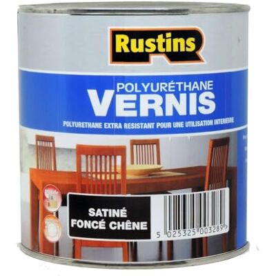 Rustins Rustin's Vernis Intérieur Polyuréthane Chêne foncé Satiné de Haute Qualité 500 ml 7 m² (POSD500FR) - Publicité Rustins Rustin's Vernis Intérieur Polyuréthane Chêne foncé Satiné de Haute Qualité 500 ml 7 m² (POSD500FR) - Publicité