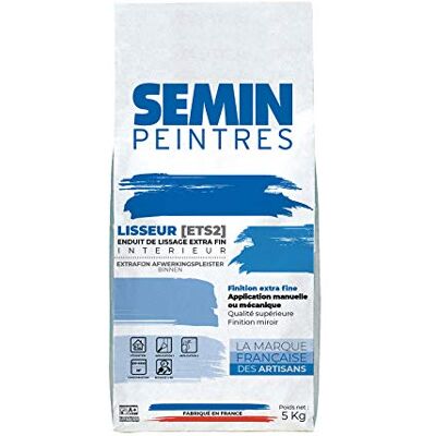 Semin LISSEUR Enduit de Lissage Extra Fin en Poudre 5 kg – Finition Murs et Plafonds Intérieur – Avant Peinture et Papier Peint Fabriqué en France - Publicité Semin LISSEUR Enduit de Lissage Extra Fin en Poudre 5 kg – Finition Murs et Plafonds Intérieur – Avant Peinture et Papier Peint Fabriqué en France - Publicité