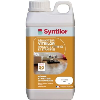 Syntilor Rénovateur Vitrilor® Parquets Vitrifiés Et Stratifiés Incolore Mat 1L - Publicité Syntilor Rénovateur Vitrilor® Parquets Vitrifiés Et Stratifiés Incolore Mat 1L - Publicité