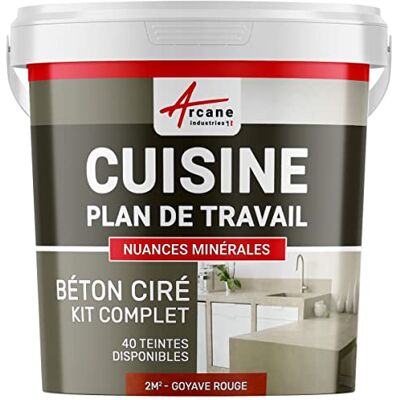 ARCANE INDUSTRIES Béton ciré cuisine, plan de travail, crédence, évier, sol et mur, revêtement mural décoratif, kit complet 2 m² (en 2 couches) Goyave Rouge - Publicité ARCANE INDUSTRIES Béton ciré cuisine, plan de travail, crédence, évier, sol et mur, revêtement mural décoratif, kit complet 2 m² (en 2 couches) Goyave Rouge - Publicité