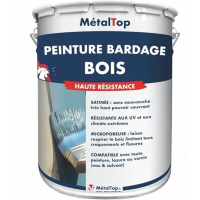 Metaltop Peinture Bardage Bois Ivoire RAL 1014-1 L Protection longue durée bois neufs et anciens, microporeuse et anti-UV. Publicité Metaltop Peinture Bardage Bois Ivoire RAL 1014-1 L Protection longue durée bois neufs et anciens, microporeuse et anti-UV. Publicité