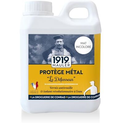 MAULER Vernis Métal Antirouille Le Défenseur Mat Incolore 0,5L Tous supports ferreux, cuivre, laiton Tenue Brouillard Salin Manufacture depuis 1919 - Publicité MAULER Vernis Métal Antirouille Le Défenseur Mat Incolore 0,5L Tous supports ferreux, cuivre, laiton Tenue Brouillard Salin Manufacture depuis 1919 - Publicité