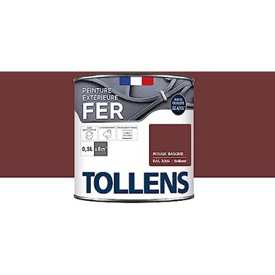 Tollens Peinture extérieure fer 2 en 1 Ultra Résistante Protection antirouille Laque Riche en Résine Sans Sous-Couche Entretien Facile Satin Rouge Basque 0,5L = 8m2 - Publicité Tollens Peinture extérieure fer 2 en 1 Ultra Résistante Protection antirouille Laque Riche en Résine Sans Sous-Couche Entretien Facile Satin Rouge Basque 0,5L = 8m2 - Publicité