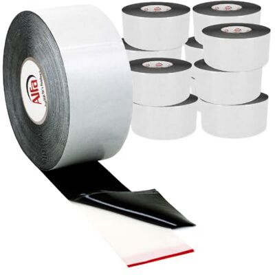 Alfa 708 Bande de protection lambourde, en caoutchouc cellulaire EPDM de 1 mm, autocollant une face, protège la construction de pluies battantes et bruit, 80 mm x 1 mm x 20 m, lot de 12 rouleaux - Publicité Alfa 708 Bande de protection lambourde, en caoutchouc cellulaire EPDM de 1 mm, autocollant une face, protège la construction de pluies battantes et bruit, 80 mm x 1 mm x 20 m, lot de 12 rouleaux - Publicité