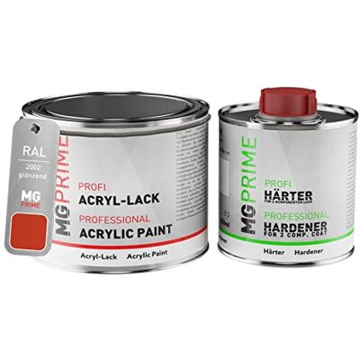 PRiME RAL 2002 Orangé sang brillant, pot de peinture acrylique 2K 0,75 L Vermilion, Kit 2K peinture + durcisseur, à séchage rapide - Publicité PRiME RAL 2002 Orangé sang brillant, pot de peinture acrylique 2K 0,75 L Vermilion, Kit 2K peinture + durcisseur, à séchage rapide - Publicité