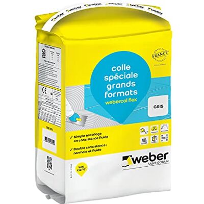 Weber Colle carrelage gris, 5kg, spéciale grands formats et planchers chauffants, Haut Rendement, COL FLEX - Publicité Weber Colle carrelage gris, 5kg, spéciale grands formats et planchers chauffants, Haut Rendement, COL FLEX - Publicité