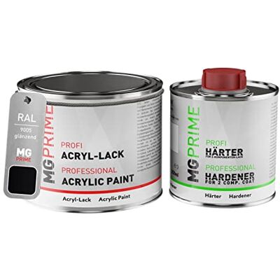 PRiME RAL 9005 Noir foncé brillant, pot de peinture acrylique + durcisseur 0,75 L Jet black, Kit 2K peinture + durcisseur, à séchage rapide - Publicité PRiME RAL 9005 Noir foncé brillant, pot de peinture acrylique + durcisseur 0,75 L Jet black, Kit 2K peinture + durcisseur, à séchage rapide - Publicité