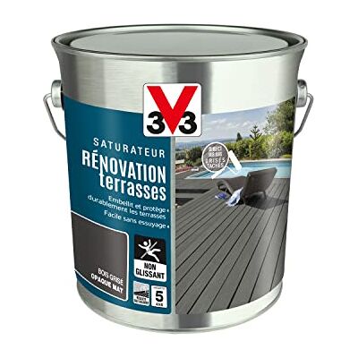 V33 Saturateur Rénovation Terrasses Et Bardages, Bois Grisé 2,5L - Publicité V33 Saturateur Rénovation Terrasses Et Bardages, Bois Grisé 2,5L - Publicité
