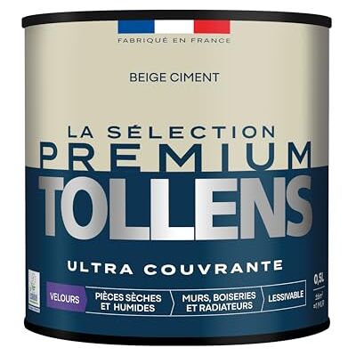 Tollens Peinture Couleur Murs, Boiseries & Radiateurs La Sélection Premium Pièces sèches et humides Ultra couvrante Ultra résistante Ecolabel Velours BEIGE CIMENT 0L5 = 6m² - Publicité Tollens Peinture Couleur Murs, Boiseries & Radiateurs La Sélection Premium Pièces sèches et humides Ultra couvrante Ultra résistante Ecolabel Velours BEIGE CIMENT 0L5 = 6m² - Publicité