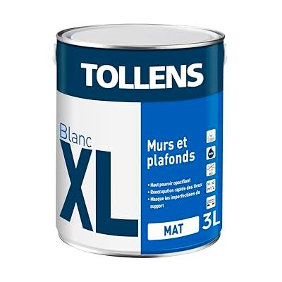 Tollens Peinture Professionnelle Blanche Mat Spécial Plafond XL Blanc Mat Opacifiante 3L = 30m2 - Publicité Tollens Peinture Professionnelle Blanche Mat Spécial Plafond XL Blanc Mat Opacifiante 3L = 30m2 - Publicité