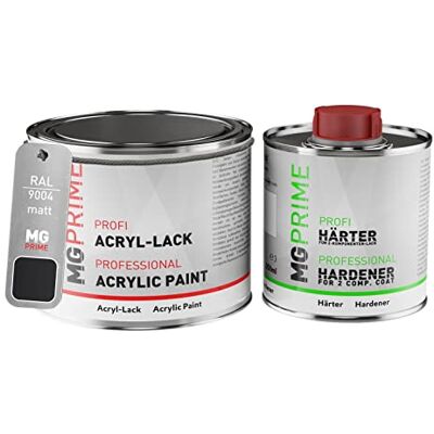 PRiME RAL 9004 Noir de sécurité mat, pot de peinture acrylique 2K 0,75 L Signal black, Kit 2K peinture + durcisseur, à séchage rapide - Publicité PRiME RAL 9004 Noir de sécurité mat, pot de peinture acrylique 2K 0,75 L Signal black, Kit 2K peinture + durcisseur, à séchage rapide - Publicité
