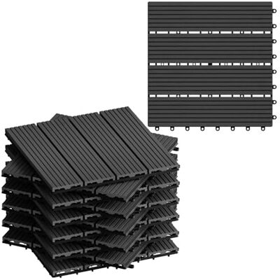 WOLTU Carrelage de Sol E×térieur WPC, Anthracite(11 pièces / 1 m²) en Composite Bois-Plastique, pour Jardin, Terrasse, avec Système d'Encliquetage pour Fixation, 30x30cm - Publicité WOLTU Carrelage de Sol E×térieur WPC, Anthracite(11 pièces / 1 m²) en Composite Bois-Plastique, pour Jardin, Terrasse, avec Système d'Encliquetage pour Fixation, 30x30cm - Publicité