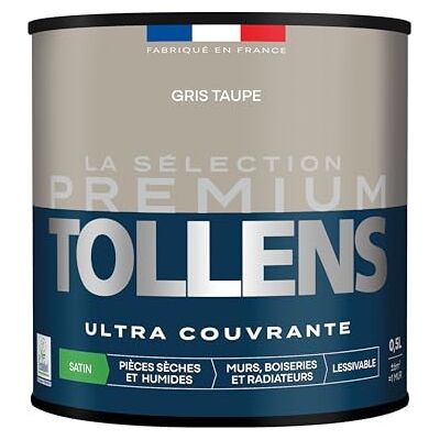 Tollens Peinture Couleur Murs, Boiseries & Radiateurs La Sélection Premium Pièces sèches et humides Ultra couvrante & résistante Ultra rapide Ecolabel Satin GRIS TAUPE 0L5 = 6m² - Publicité Tollens Peinture Couleur Murs, Boiseries & Radiateurs La Sélection Premium Pièces sèches et humides Ultra couvrante & résistante Ultra rapide Ecolabel Satin GRIS TAUPE 0L5 = 6m² - Publicité