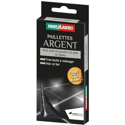 Parexlanko Paillettes pour joints de carrelage Paillettes argent Joints en poudre, pâte ou époxy Sol et mur intérieur Mélange facile 30g - Publicité Parexlanko Paillettes pour joints de carrelage Paillettes argent Joints en poudre, pâte ou époxy Sol et mur intérieur Mélange facile 30g - Publicité