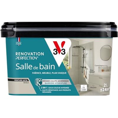 Peinture Salle de Bain Satin V33 Rénovation - 2L - Publicité Peinture Salle de Bain Satin V33 Rénovation - 2L - Publicité