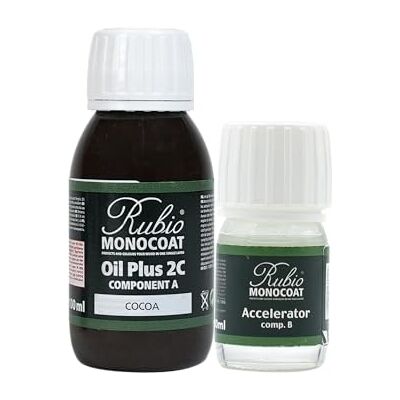 Rubio Monocoat Huile pour bois 5 m² Cacao Oil Plus 2C Huile de lin pour bois écologique à séchage rapide pour l'intérieur, avec accélérateur (partie B) Protecteur 130 ML - Publicité Rubio Monocoat Huile pour bois 5 m² Cacao Oil Plus 2C Huile de lin pour bois écologique à séchage rapide pour l'intérieur, avec accélérateur (partie B) Protecteur 130 ML - Publicité