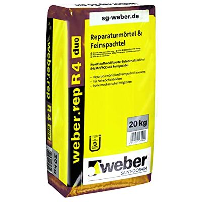 Mortier de réparation et de remplissage fin Weber.rep R4 duo 20 kg - Publicité Mortier de réparation et de remplissage fin Weber.rep R4 duo 20 kg - Publicité