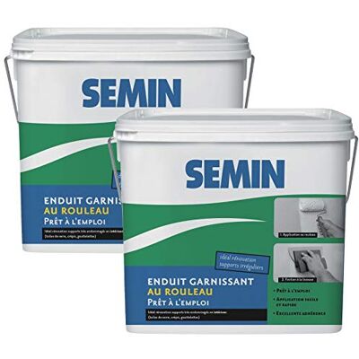 Semin Enduit Garnissant au Rouleau-2 x 10 kg – Rénovation Murs Très Abîmés – Tous Supports Intérieur – Prêt à l’Emploi – Finition Lisse Blanche – Idéal Crépi & Toile de Verre - Publicité Semin Enduit Garnissant au Rouleau-2 x 10 kg – Rénovation Murs Très Abîmés – Tous Supports Intérieur – Prêt à l’Emploi – Finition Lisse Blanche – Idéal Crépi & Toile de Verre - Publicité