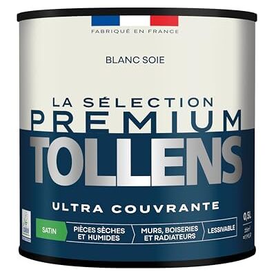 Tollens Peinture Couleur Murs, Boiseries & Radiateurs La Sélection Premium Pièces sèches et humides Ultra couvrante & résistante Ultra rapide Ecolabel Satin BLANC SOIE 0L5 = 6m² - Publicité Tollens Peinture Couleur Murs, Boiseries & Radiateurs La Sélection Premium Pièces sèches et humides Ultra couvrante & résistante Ultra rapide Ecolabel Satin BLANC SOIE 0L5 = 6m² - Publicité