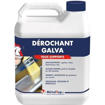 Metaltop Derochant Galva Aluminium Chrome Béton 5 L Pour galva, inox et aluminium – préparation avant peinture - Publicité Metaltop Derochant Galva Aluminium Chrome Béton 5 L Pour galva, inox et aluminium – préparation avant peinture - Publicité