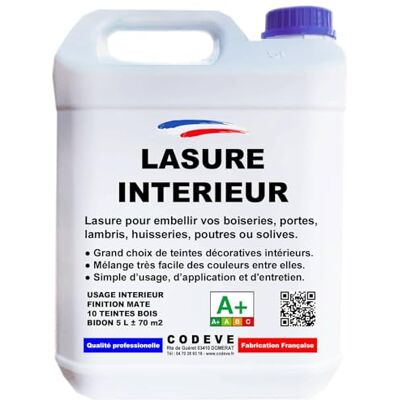 Codève bois Lasure Bois Interieur Codeve Bois/Chêne clair 5L Intérieur Pour La Décoration De Votre Boiserie, Lambris, Porte Ou Poutre En Bois. Publicité Codève bois Lasure Bois Interieur Codeve Bois/Chêne clair 5L Intérieur Pour La Décoration De Votre Boiserie, Lambris, Porte Ou Poutre En Bois. Publicité