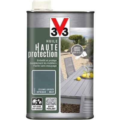 V33 Huile mobilier haute protection opaque, Ecume grisée 1L - Publicité V33 Huile mobilier haute protection opaque, Ecume grisée 1L - Publicité