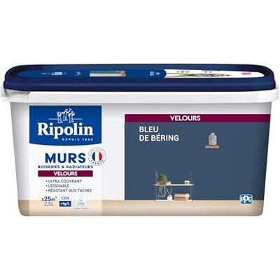 RIPOLIN Bleu Béring Velours Décoration Murale & Radiateurs - Peinture Mur 2,5L - Publicité RIPOLIN Bleu Béring Velours Décoration Murale & Radiateurs - Peinture Mur 2,5L - Publicité