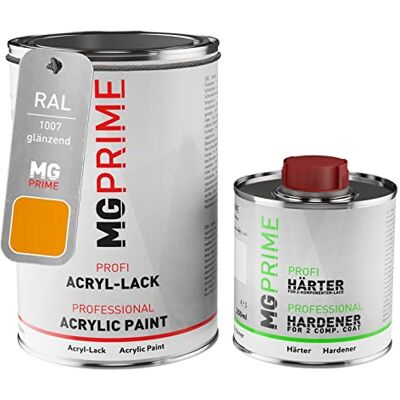 PRiME RAL 1007 Jaune narcisse brillant, pot de peinture acrylique 2K 1,5 L Daffodil yellow, Kit 2K peinture + durcisseur, à séchage rapide - Publicité PRiME RAL 1007 Jaune narcisse brillant, pot de peinture acrylique 2K 1,5 L Daffodil yellow, Kit 2K peinture + durcisseur, à séchage rapide - Publicité