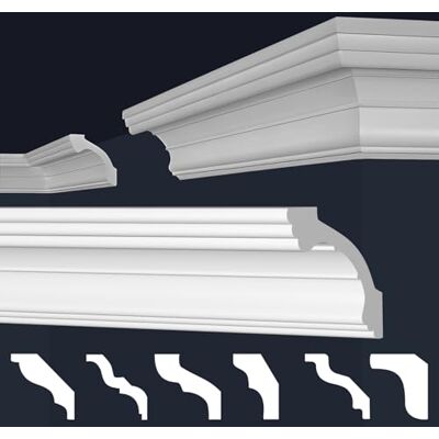 Marbet Design Marbet Plinthes de plafond en polystyrène XPS Plinthes en stuc de haute qualité, légères & robustes, au design moderne (2 mètres E-34-80x80mm) XPS Stuck - Publicité Marbet Design Marbet Plinthes de plafond en polystyrène XPS Plinthes en stuc de haute qualité, légères & robustes, au design moderne (2 mètres E-34-80x80mm) XPS Stuck - Publicité