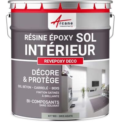 ARCANE INDUSTRIES Résine Époxy Sol Cuisine Salle de Bain 1 kg Gris Agate Application Directe sans sous-Couche, Bonne Accroche sur Carrelage, Résiste aux Uv et aux Taches - Publicité ARCANE INDUSTRIES Résine Époxy Sol Cuisine Salle de Bain 1 kg Gris Agate Application Directe sans sous-Couche, Bonne Accroche sur Carrelage, Résiste aux Uv et aux Taches - Publicité