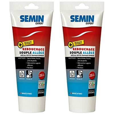 Semin Enduit de Rebouchage Allégé Blanc 250 ml – Prêt à l’Emploi – Rebouche Trous & Fissures – Séchage Rapide 2H – Sans Retrait – Murs & Plafonds Intérieur Lot de 2 - Publicité Semin Enduit de Rebouchage Allégé Blanc 250 ml – Prêt à l’Emploi – Rebouche Trous & Fissures – Séchage Rapide 2H – Sans Retrait – Murs & Plafonds Intérieur Lot de 2 - Publicité
