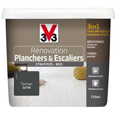 V33 Peinture Tarmac Satin Planchers et Escaliers 750mL - Publicité V33 Peinture Tarmac Satin Planchers et Escaliers 750mL - Publicité