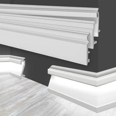 Marbet Design Plinthes en plastique HDPS blanc Profil de plinthe de 2 mètres, Plinthes de finition pour plinthes de sol, Moulures de sol, Canaux de câbles (HF-3 109x22 mm, Échantillon) - Publicité Marbet Design Plinthes en plastique HDPS blanc Profil de plinthe de 2 mètres, Plinthes de finition pour plinthes de sol, Moulures de sol, Canaux de câbles (HF-3 109x22 mm, Échantillon) - Publicité