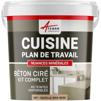 ARCANE INDUSTRIES Béton ciré cuisine, plan de travail, crédence, évier, sol et mur, revêtement mural décoratif, kit complet 2 m² (en 2 couches) Gazelle Gris Rose - Publicité ARCANE INDUSTRIES Béton ciré cuisine, plan de travail, crédence, évier, sol et mur, revêtement mural décoratif, kit complet 2 m² (en 2 couches) Gazelle Gris Rose - Publicité