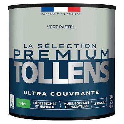 Tollens Peinture Couleur Murs, Boiseries & Radiateurs La Sélection Premium Pièces sèches et humides Ultra couvrante & résistante Ultra rapide Ecolabel Satin VERT PASTEL 0L5 = 6m² - Publicité Tollens Peinture Couleur Murs, Boiseries & Radiateurs La Sélection Premium Pièces sèches et humides Ultra couvrante & résistante Ultra rapide Ecolabel Satin VERT PASTEL 0L5 = 6m² - Publicité