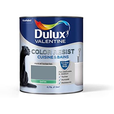 Dulux Valentine - Color Resist Cuisine & Salle de bains - Bleu Gris - 0,75L - Paint - Publicité Dulux Valentine - Color Resist Cuisine & Salle de bains - Bleu Gris - 0,75L - Paint - Publicité