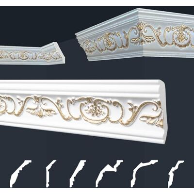 Marbet Design Moulures de plafond Marbet gold paquet économique de styrofoam EPS Moulures stucco à motifs, en design traditionnel (20 mètres B-26 G) Moulure décorative Moulure d'angle Profilés d'angle - Publicité Marbet Design Moulures de plafond Marbet gold paquet économique de styrofoam EPS Moulures stucco à motifs, en design traditionnel (20 mètres B-26 G) Moulure décorative Moulure d'angle Profilés d'angle - Publicité