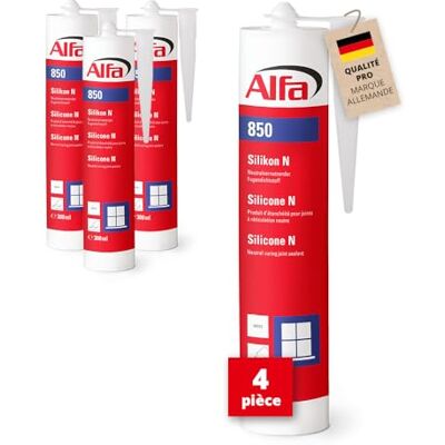 Alfa 850 Silicone N Colle d'étanchéité pour pare-vapeur, noir, 4 pièces, intérieur/extérieur, scellant neutre pour joints - Publicité Alfa 850 Silicone N Colle d'étanchéité pour pare-vapeur, noir, 4 pièces, intérieur/extérieur, scellant neutre pour joints - Publicité