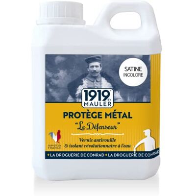 MAULER Vernis Métal Antirouille Le Défenseur Satiné Incolore 1L Tous supports ferreux, cuivre, laiton Tenue Brouillard Salin Manufacture depuis 1919 - Publicité MAULER Vernis Métal Antirouille Le Défenseur Satiné Incolore 1L Tous supports ferreux, cuivre, laiton Tenue Brouillard Salin Manufacture depuis 1919 - Publicité