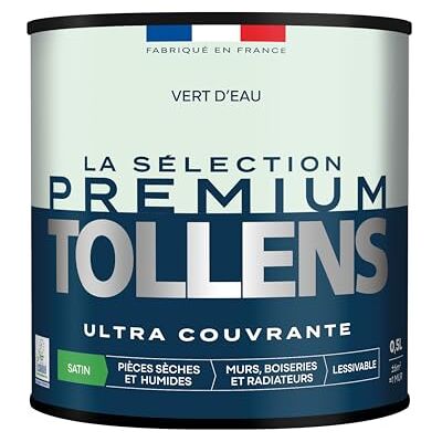 Tollens Peinture Couleur Murs, Boiseries & Radiateurs La Sélection Premium Pièces sèches et humides Ultra couvrante & résistante Ultra rapide Ecolabel Satin VERT D'EAU 0L5 = 6m² - Publicité Tollens Peinture Couleur Murs, Boiseries & Radiateurs La Sélection Premium Pièces sèches et humides Ultra couvrante & résistante Ultra rapide Ecolabel Satin VERT D'EAU 0L5 = 6m² - Publicité