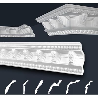 MARBET DESIGN - B-22 - 96x98 mm - Blanc - Moulure décorative en stuc - Publicité MARBET DESIGN - B-22 - 96x98 mm - Blanc - Moulure décorative en stuc - Publicité