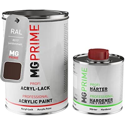 PRiME RAL 8017 Brun chocolat mat satiné, pot de peinture acrylique 2K 1,5 L Chocolate brown, Kit 2K peinture + durcisseur, à séchage rapide - Publicité PRiME RAL 8017 Brun chocolat mat satiné, pot de peinture acrylique 2K 1,5 L Chocolate brown, Kit 2K peinture + durcisseur, à séchage rapide - Publicité