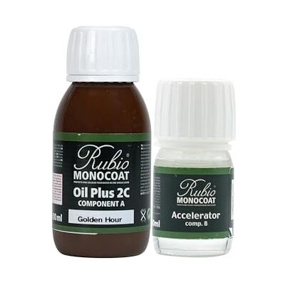 Rubio Monocoat Huile pour bois 5 m² Heure Dorée Oil Plus 2C Huile de lin pour bois écologique à séchage rapide pour l'intérieur, avec accélérateur (partie B) Protecteur 130 ML - Publicité Rubio Monocoat Huile pour bois 5 m² Heure Dorée Oil Plus 2C Huile de lin pour bois écologique à séchage rapide pour l'intérieur, avec accélérateur (partie B) Protecteur 130 ML - Publicité