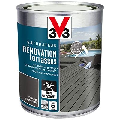 V33 Saturateur Rénovation terrasses et bardages, Bois grisé 1L - Publicité V33 Saturateur Rénovation terrasses et bardages, Bois grisé 1L - Publicité