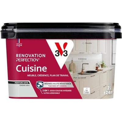V33 - Rénovation Perfection Cuisine - Gris Satin - Paint - Publicité V33 - Rénovation Perfection Cuisine - Gris Satin - Paint - Publicité