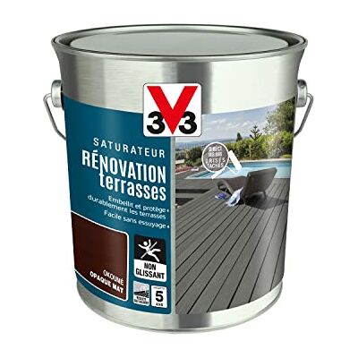 V33 Saturateur Rénovation Terrasses Et Bardages, Okoumé 2,5L - Publicité V33 Saturateur Rénovation Terrasses Et Bardages, Okoumé 2,5L - Publicité
