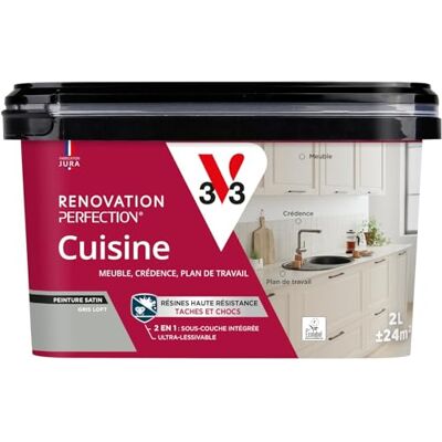 V33 - Rénovation Perfection - Gris Loft - 2L - Peinture - Publicité V33 - Rénovation Perfection - Gris Loft - 2L - Peinture - Publicité